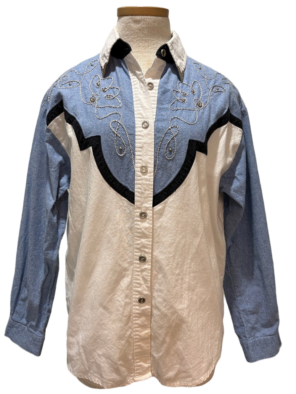 1849 denim western cowgirl button down shirt